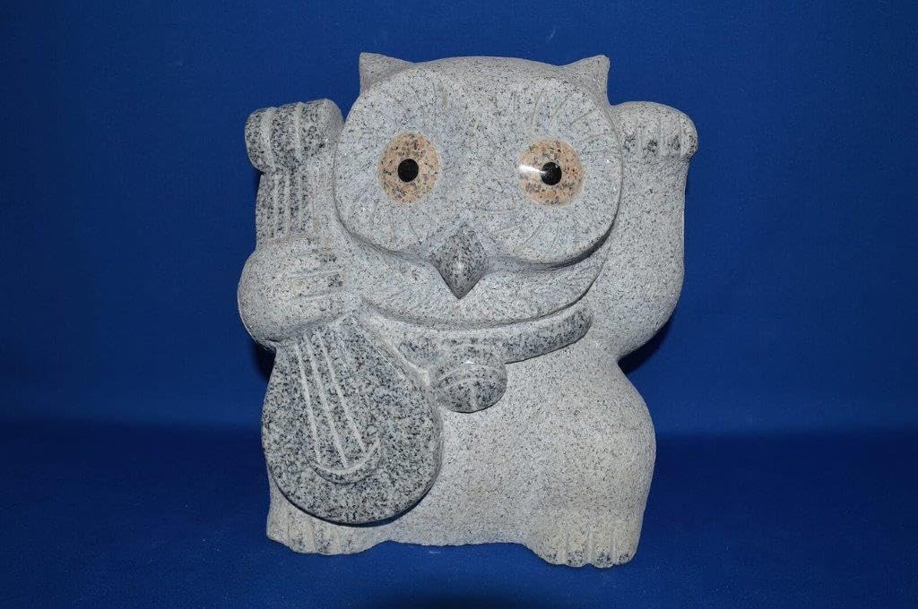 【新品】招きふくろう・弁財天 高さ24㎝/石像 石材 置物 フクロウ 七福神 Amazon.co.jp: 招きふくろう弁財天 高さ24㎝/石像 石材 置物